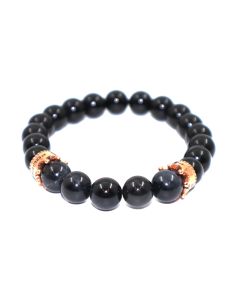 Police bracelet for men rose gold with black beads  