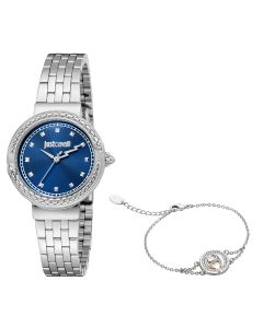 Just Cavalli ladies Quartz watch steel silver , Blue 