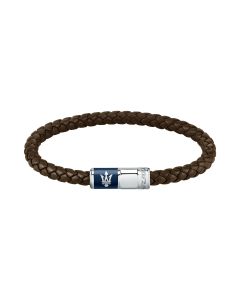 Maserati Bracelet For Men Blue , Brown Leather  