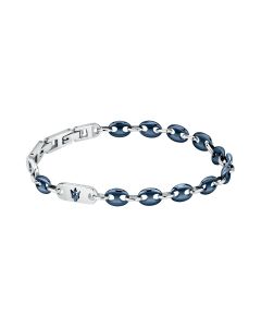 Maserati Bracelet For Men Silver , Stainless Steel Blue