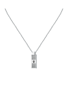 Maserati logo print necklace for men silver , Dark grey