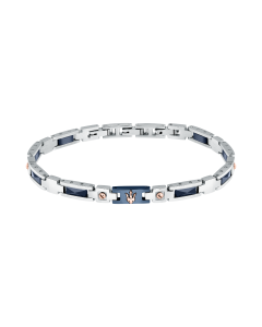Maserati bracelet for gent steel silver with blue ceramic