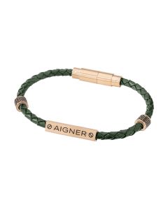 Aigner bracelet for men leather green  