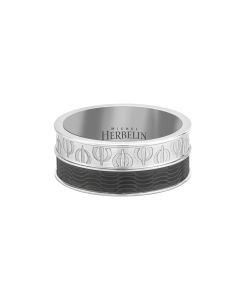Michel Herbelin Ring For Men Steel Silver , Black Size 62