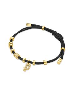 Police LUCK women bracelet steel gold with black Naylon