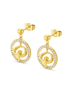 Police VOLUTE ladies earring steel gold with crystal 