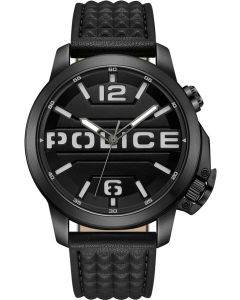 Police Automated men watch black leather 