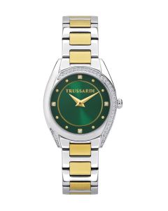 Trussardi ladies watch green , Gold with crystal