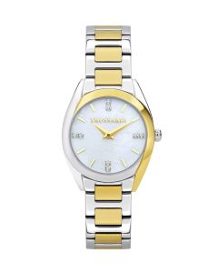 Trussardi ladies watch light blue , Gold with crystal