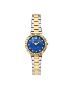 Trussardi MOON ladies watch steel blue , Gold with crystal