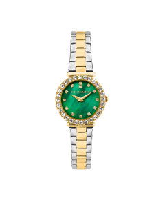 Trussardi MOON ladies watch steel green , Gold with crystal