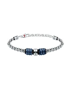 Sector Ceramic Bracelet For Men Stainless Steel , Silver / Blue