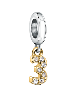 Morellato charm number 3 for woman silver , Gold