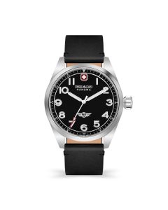 Swiss Military Watch For Men , Black Leather