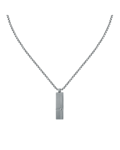 Sector Basic necklace for men steel silver , Grey size 50 