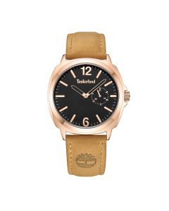 Timberland watch for men black with camel brown leather 