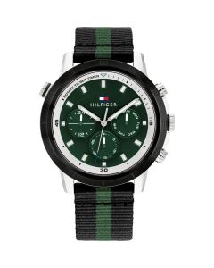 Tommy Hilfiger Gents watch with day-date green nylon 