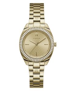 Furla Watch For Women Stainless Steel , Gold