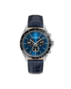 Saint Honore Men's Chronograph Watch with Blue Leather Strap